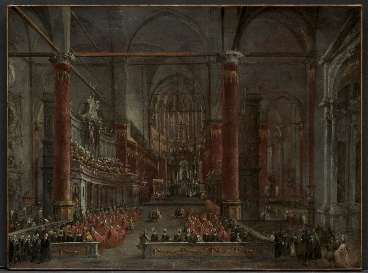 Paavillinen seremonia SS:ssä. Giovanni e Paolo, Venetsia, 1782 tekijältä Francesco Guardi
