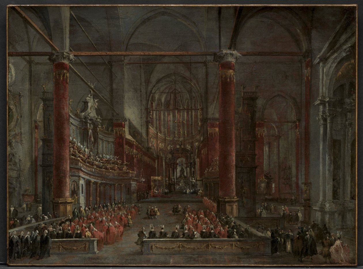 Paavillinen seremonia SS:ssä. Giovanni e Paolo, Venetsia, 1782, n. 1783. tekijältä Francesco Guardi