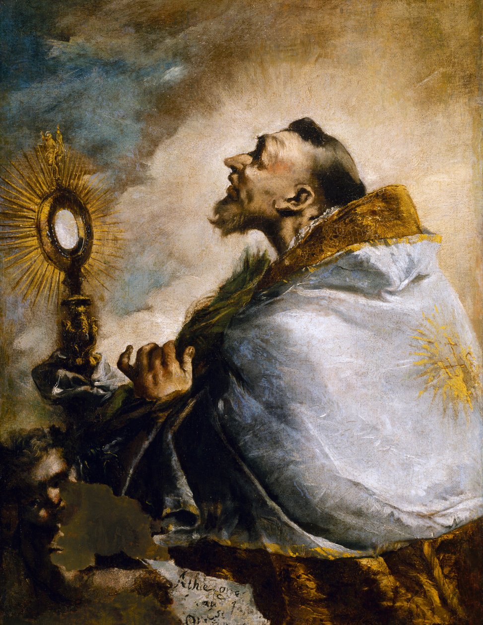 Pyhä eukaristiaa palvomassa tai pyhä Norbert ekstaasissa tekijältä Francesco Guardi