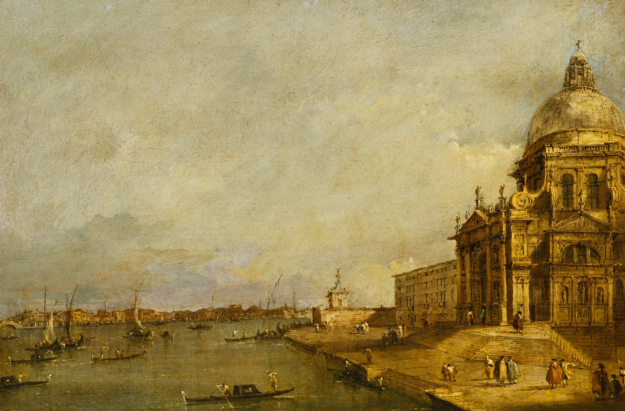 Santa Maria delle Salute ja sisäänkäynti Grand Canalille, Venetsia, katsoen itään, tekijältä Francesco Guardi