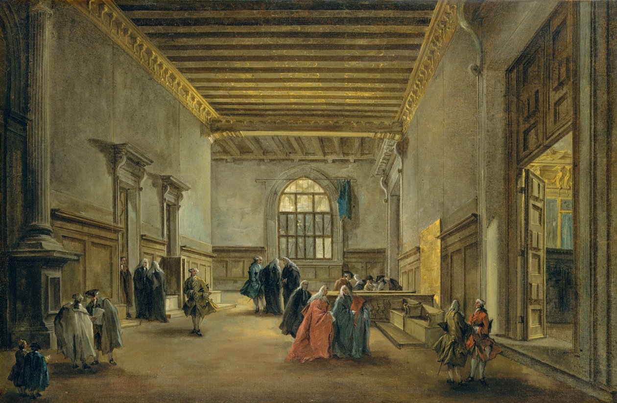 Sala del Maggior Consiglio -salin eteishuone, noin 1765-68. tekijältä Francesco Guardi