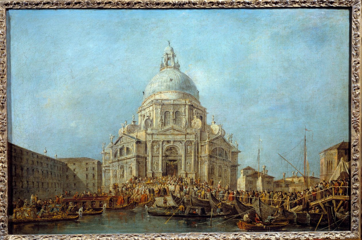 Venetsian dogi menee Santa Maria della Saluten kirkkoon 21. marraskuuta, vuoden 1630 ruton lopun muistopäivänä. Tämä on luultavasti Doge Alviso IV Mocenigo (1763-1778). Francesco Guardin (1712-1793) maalaus 1775-1780 Su tekijältä Francesco Guardi