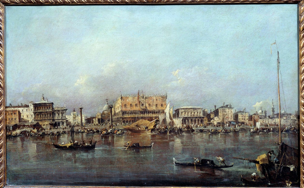 Dogen palatsi mereltä nähtynä Francesco Guardin (1712-1793) maalaus 1700-luvun aurinko. 0,42x0,68m. tekijältä Francesco Guardi