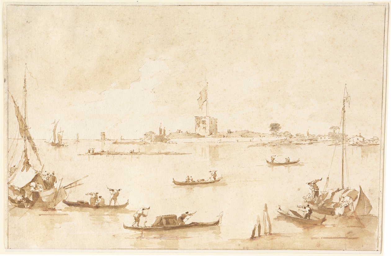 San Andrean linnoitus laguunista tekijältä Francesco Guardi