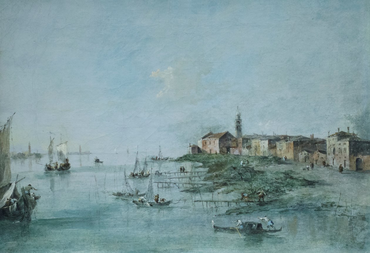 Giudeccan kanava ja Pyhän Martan kirkko, noin 170-80 (öljy kankaalle). tekijältä Francesco Guardi