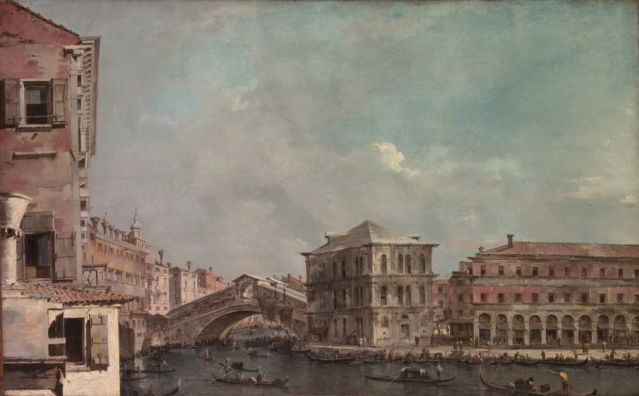 Grand Canal Rialton yläpuolella, 1760-luvun lopulla. tekijältä Francesco Guardi