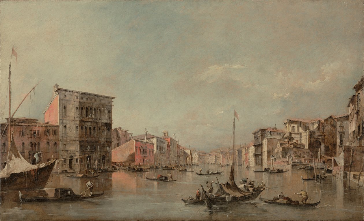 Venetsian Suuri kanava ja Palazzo Bembo tekijältä Francesco Guardi