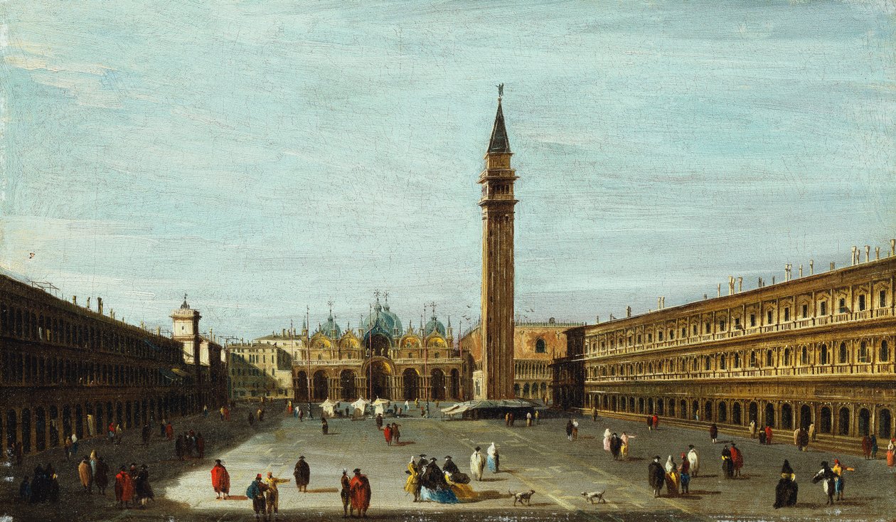 Piazza San Marco, Venetsia näyttää itään, tekijältä Francesco Guardi