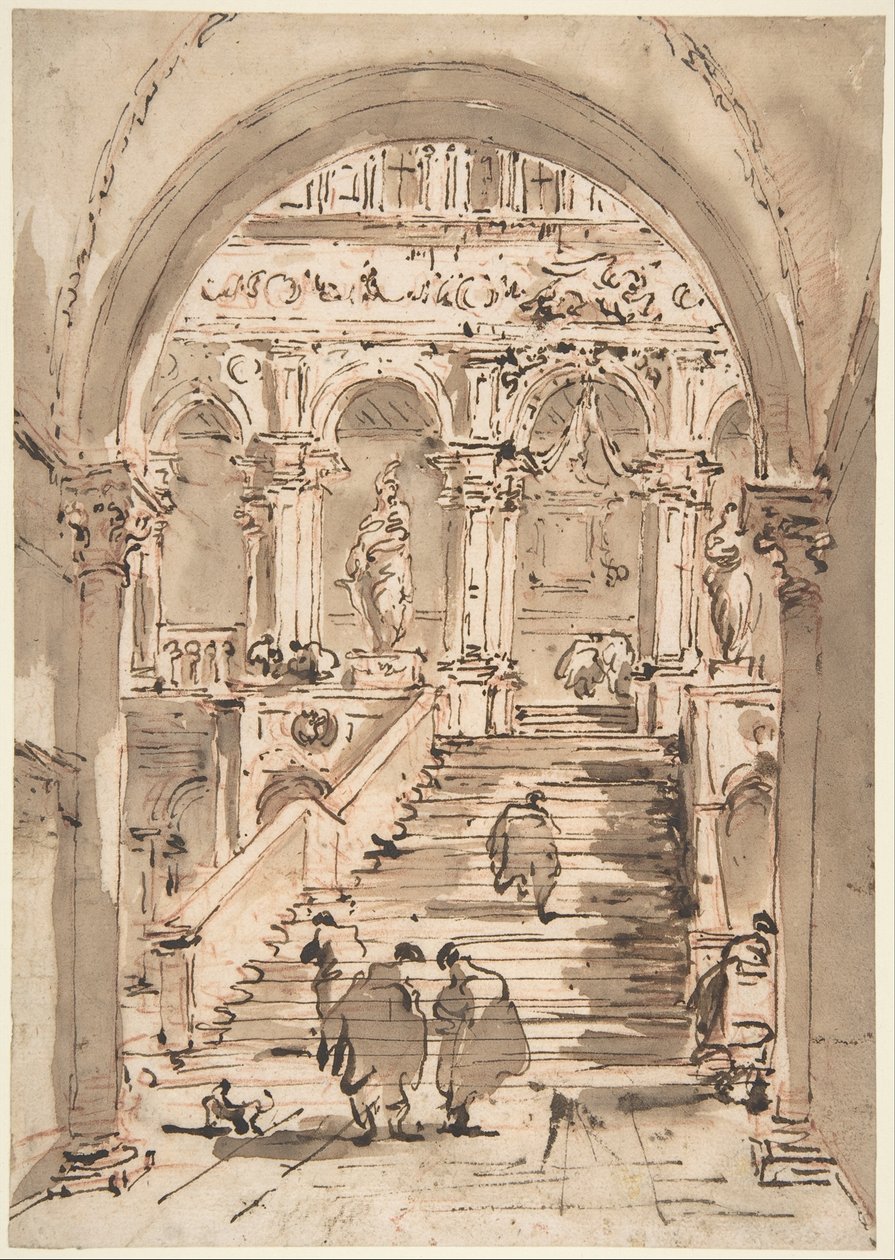 Jättiläisten portaikko, Dogen palatsi, Venetsia tekijältä Francesco Guardi