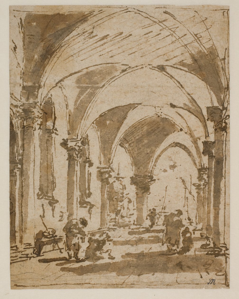 Dogen palatsin arkadi kohti Piazzettaa tekijältä Francesco Guardi