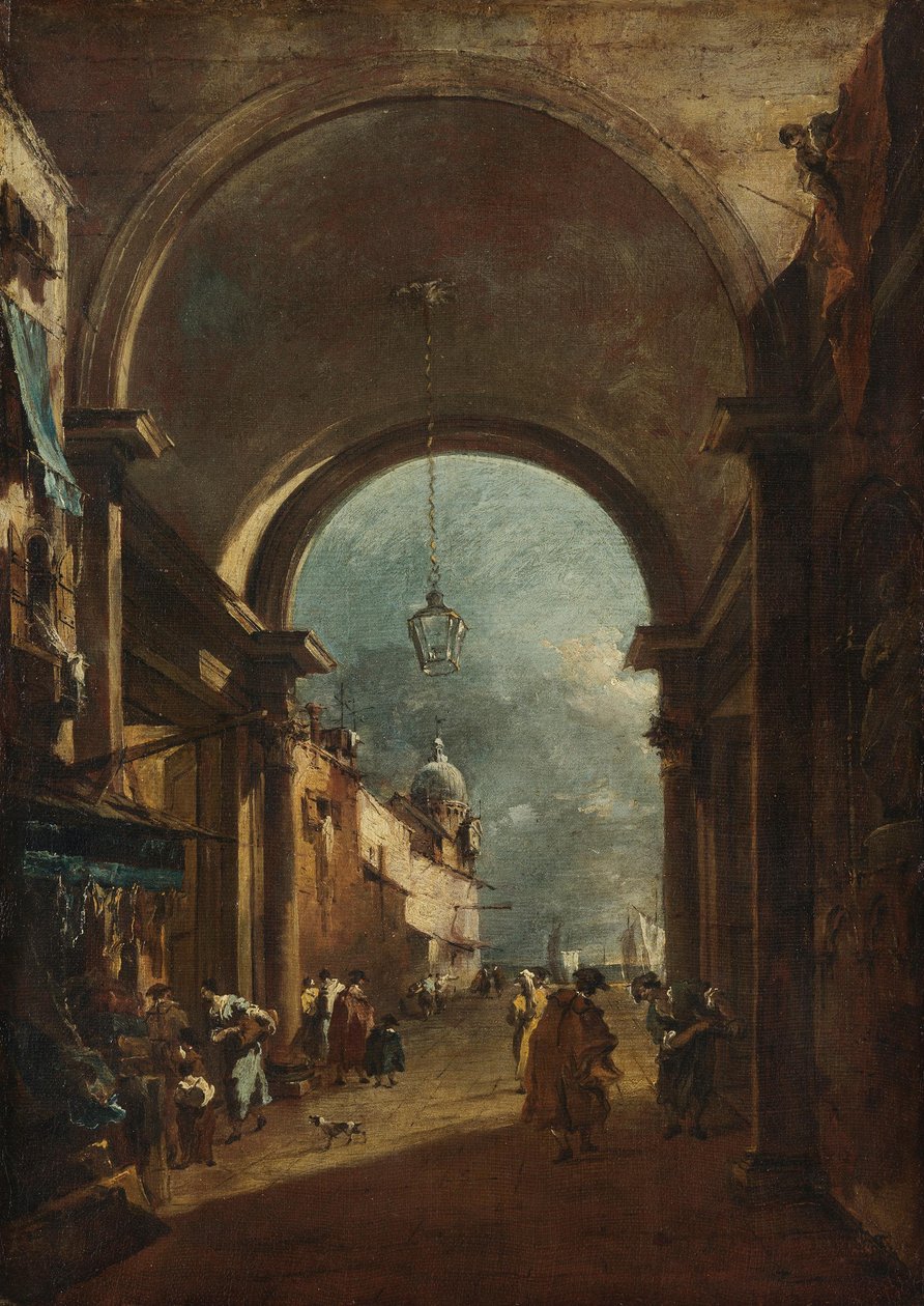 Näkymä portin läpi tekijältä Francesco Guardi