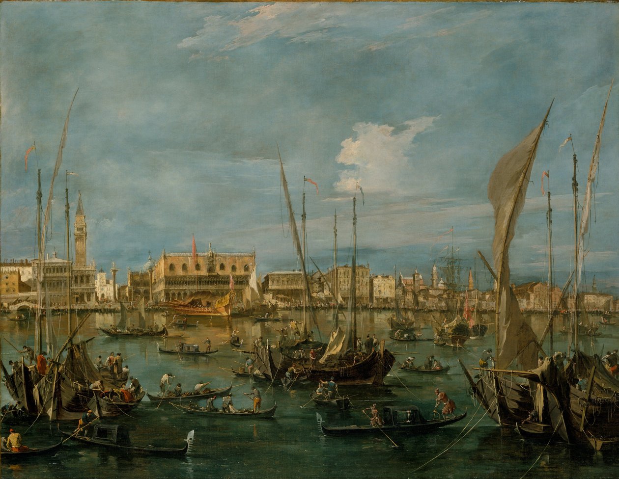 Venetsia Bacino di San Marcosta, n. 1765 (öljy kankaalle) tekijältä Francesco Guardi