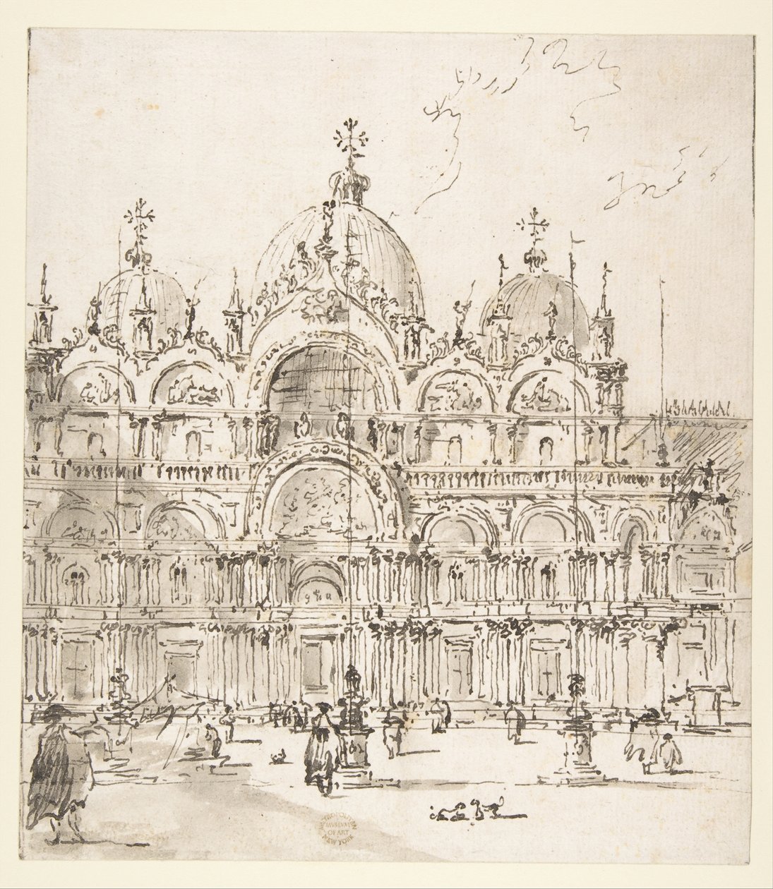Näkymä aukiolle ja San Marcon basilikalle tekijältä Francesco Guardi
