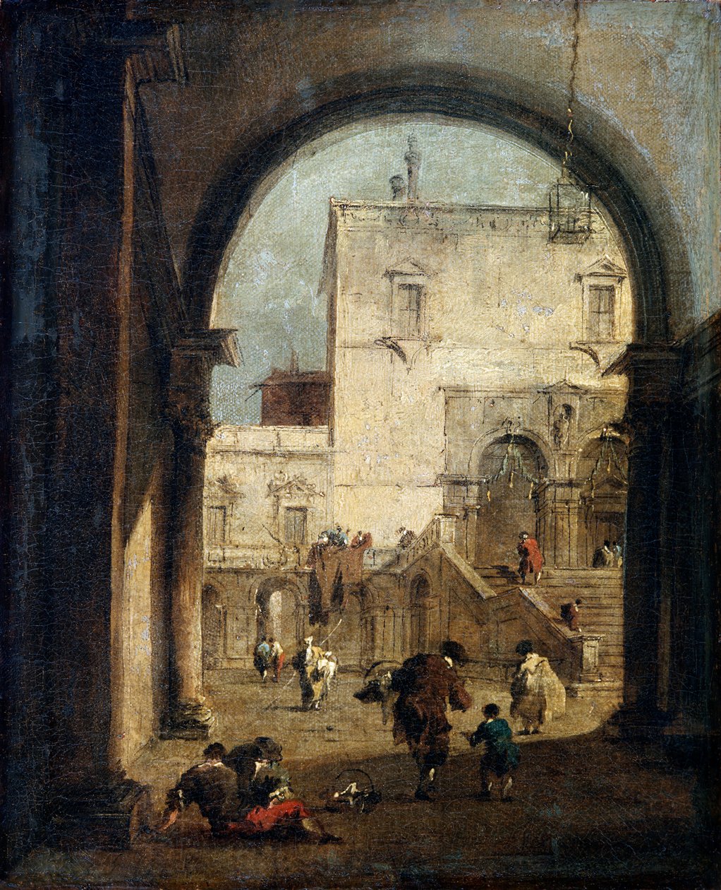 Näkymä aukiolle ja palatsille vuosina 1775–1780. tekijältä Francesco Guardi