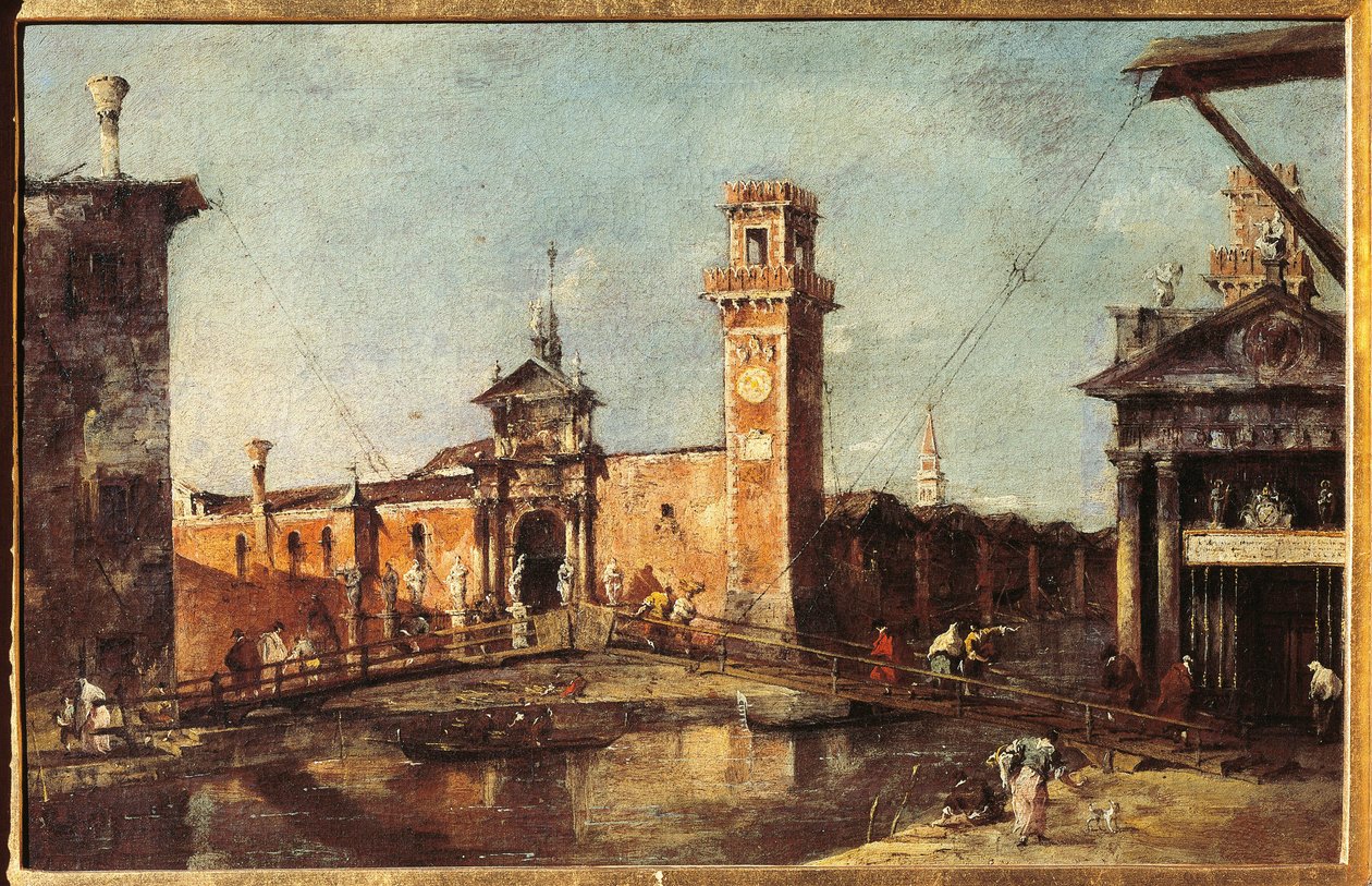 Näkymä Venetsian arsenaalista (öljy kankaalle, n. 1780) tekijältä Francesco Guardi