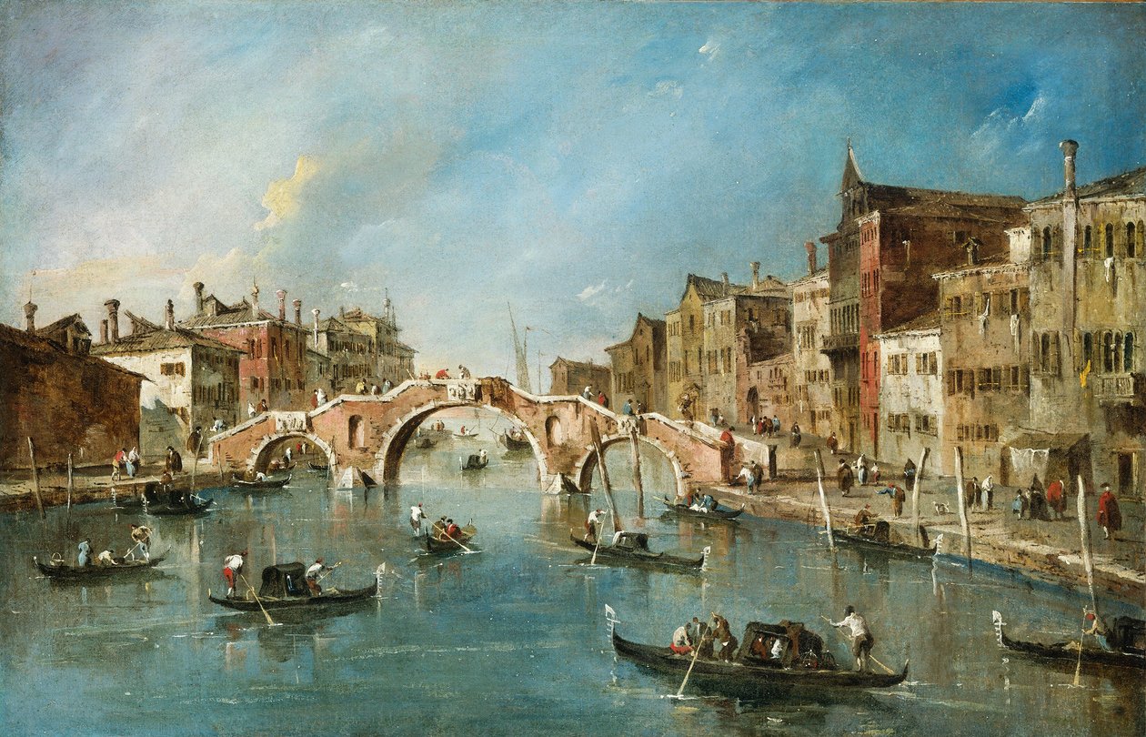 Näkymä Cannaregion kanavalle, Venetsia, n. 1775-1780. tekijältä Francesco Guardi
