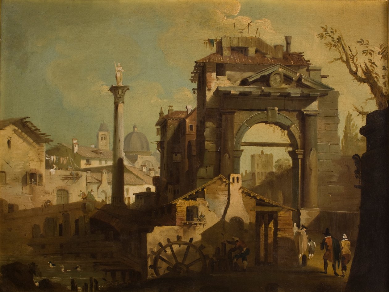 Näkymä italialaisesta kaupungista tekijältä Francesco Guardi