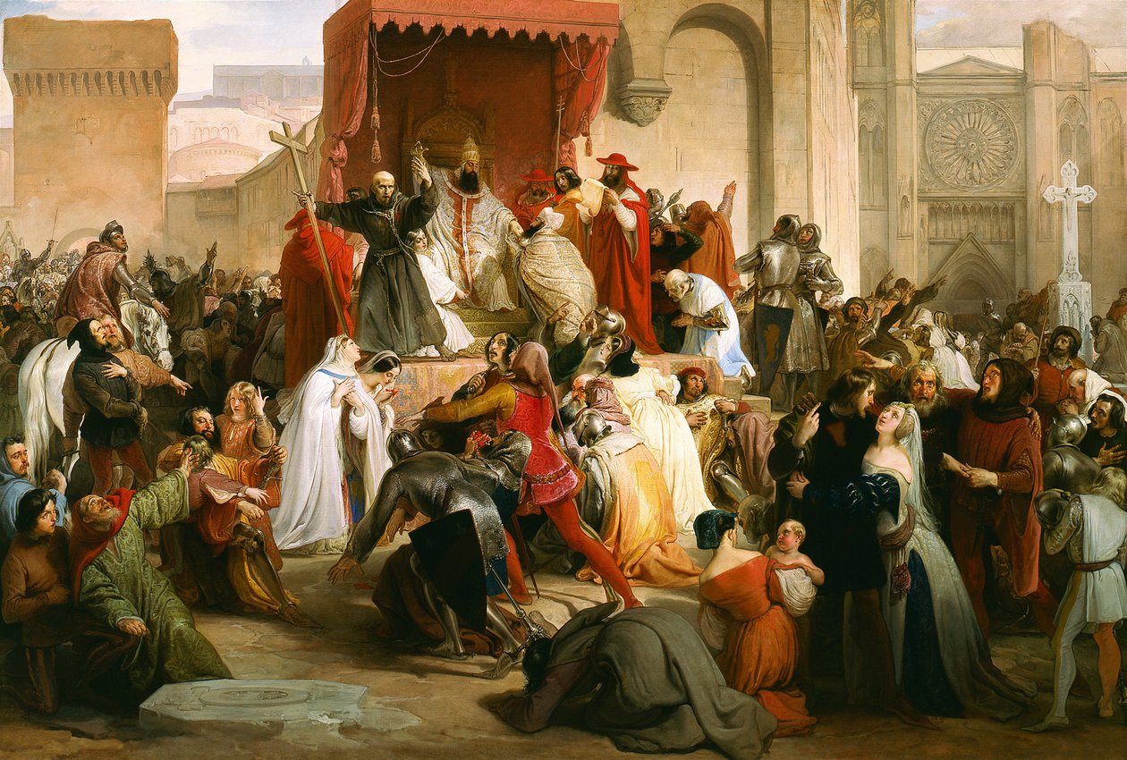 ""Jumala tahtoo"": Clermontin kirkolliskokouksessa (nykyisin Clermont Ferrand (Clermont-Ferrand), Auvergnessa) Pietari Erakko (L