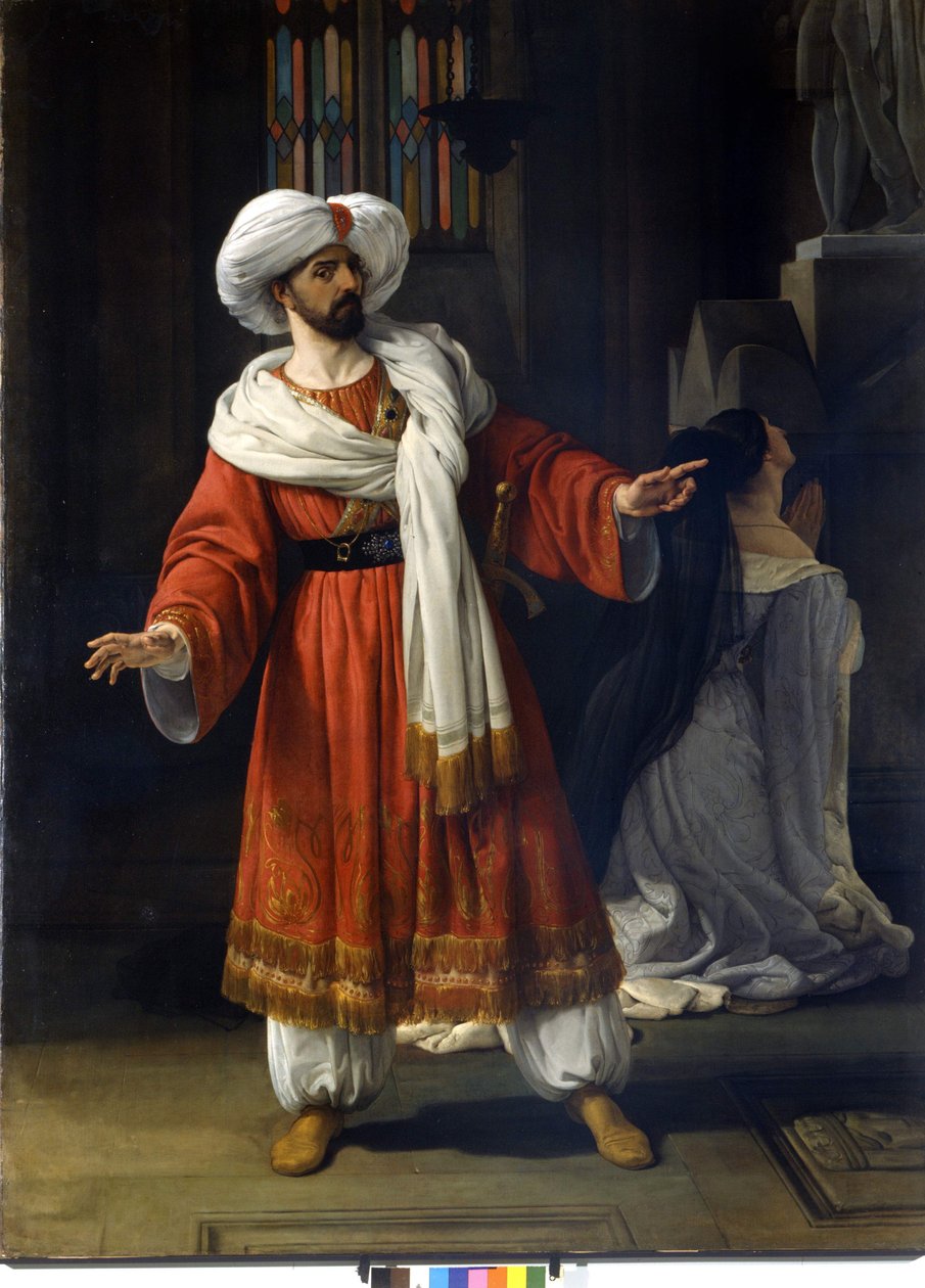 Giovanni David (Davide) italialainen tenori Giovanni Pacinin (1796 - 1867) teoksessa "Arabit Galliassa". Hayezin maalaus tekijältä Francesco Hayez