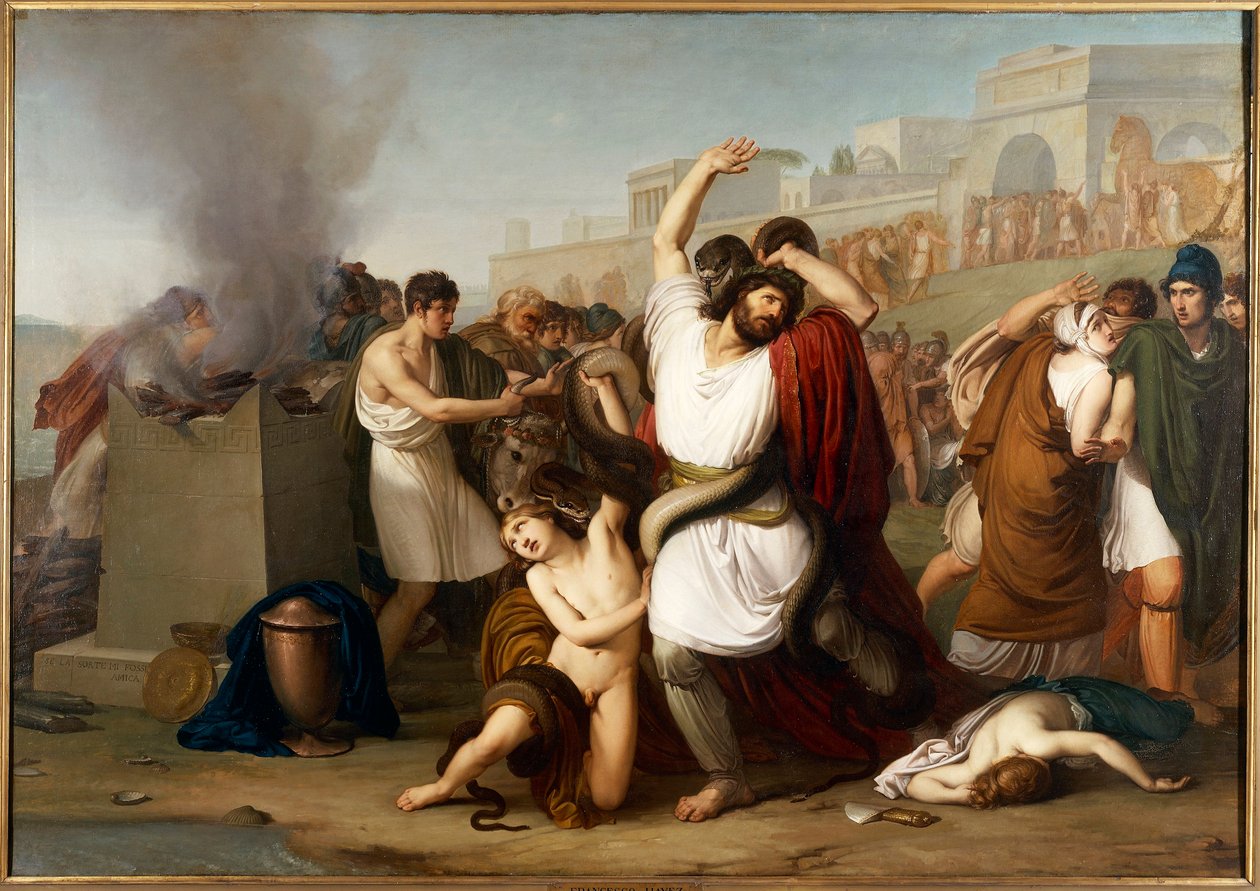 Maalaus Troijan pappista Laocoonista, Milano, Italia tekijältä Francesco Hayez