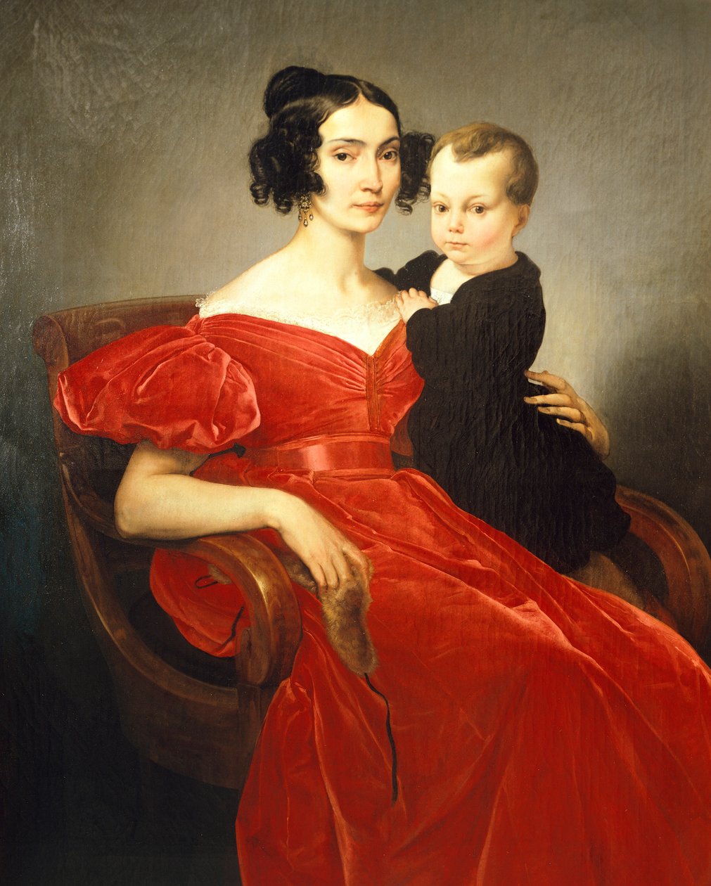 Francesco Hayezin (1791-1882) muotokuva Teresa Zumali Marsilista poikansa Giuseppen kanssa, öljy kankaalle tekijältä Francesco Hayez