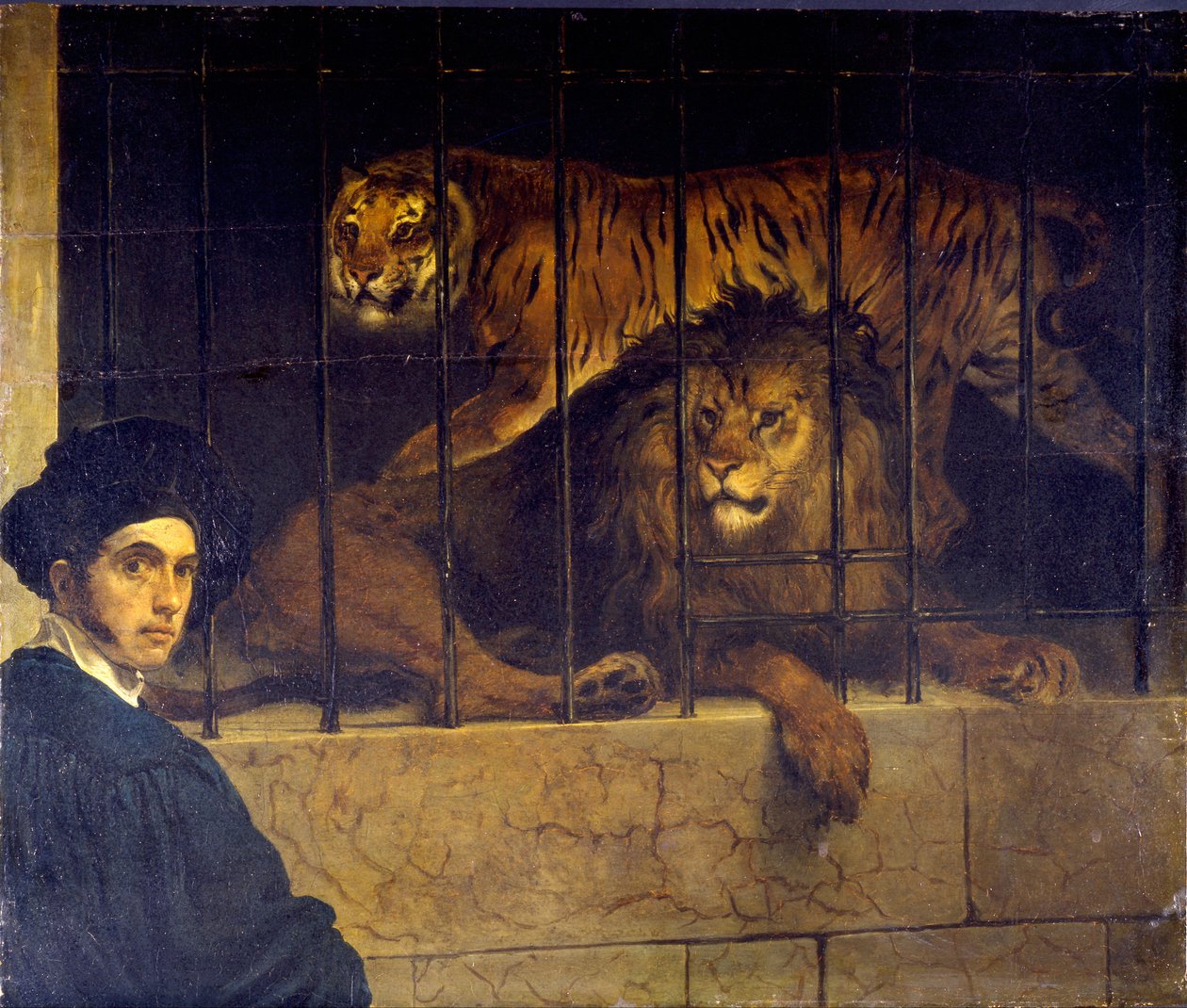 Omakuva tiikerin ja leijonan kanssa tekijältä Francesco Hayez