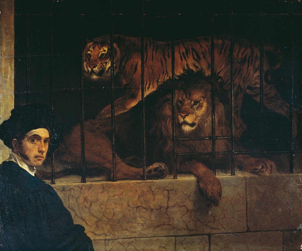 Francesco Hayezin omakuva tiikerin ja leijonan kanssa tekijältä Francesco Hayez