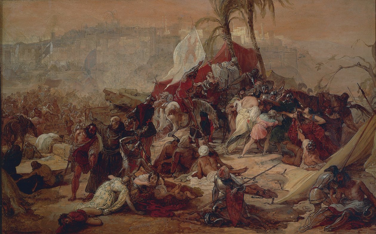 Francesco Hayez: Ensimmäisten ristiretkeläisten Jerusalemissa kärsimä jano tekijältä Francesco Hayez