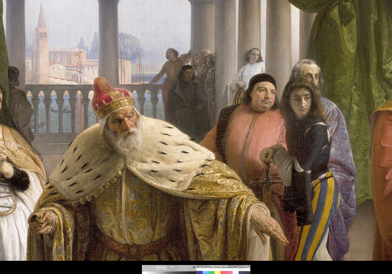 Jacopo Foscarin ja hänen perheensä viimeinen tapaaminen ennen karkotusta, 1838-40. tekijältä Francesco Hayez