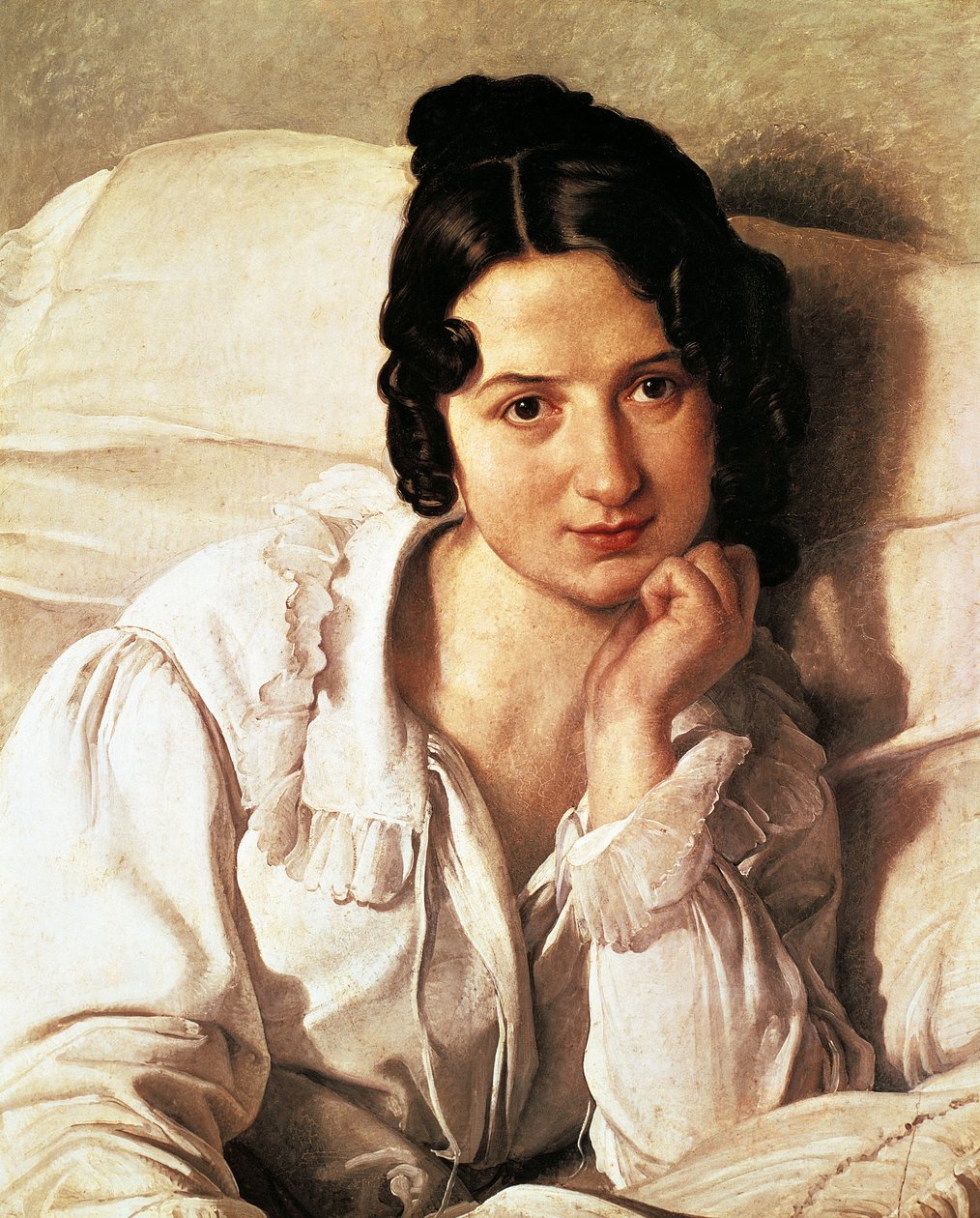 Sairas nainen, muotokuva Francesco Hayezin (1791-1882) Carolina Zucchista, öljy kankaalle, 60x495 cm tekijältä Francesco Hayez