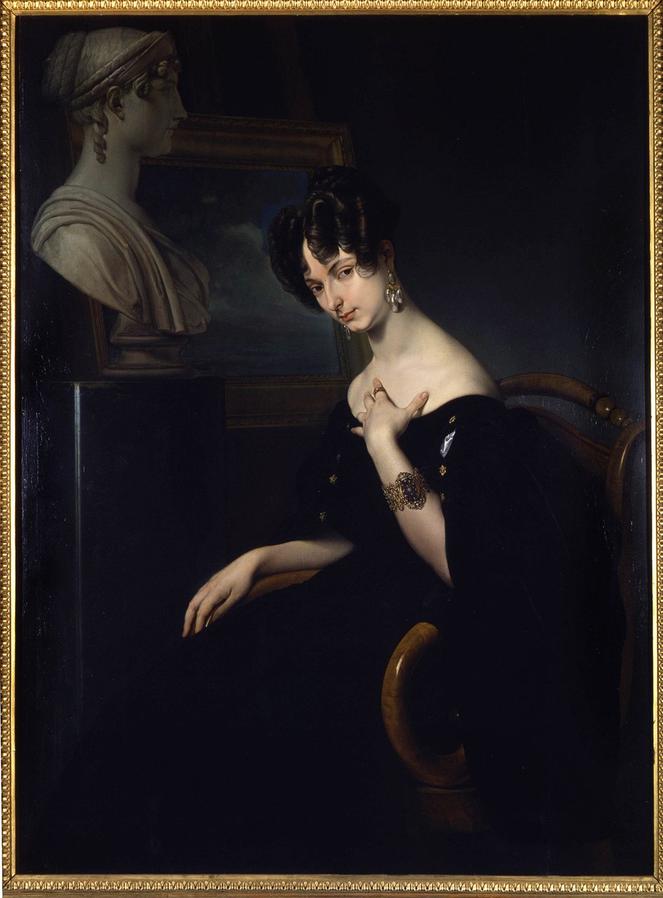 muotokuva markiisitar Cristina Trivulzion, Belgiojoson (Belgia) prinsessan (1808-1871), italialaisen patriootin ja kirjeen naisen, maalaus Francesco Hayezin. Firenzessä, Italiassa. tekijältä Francesco Hayez