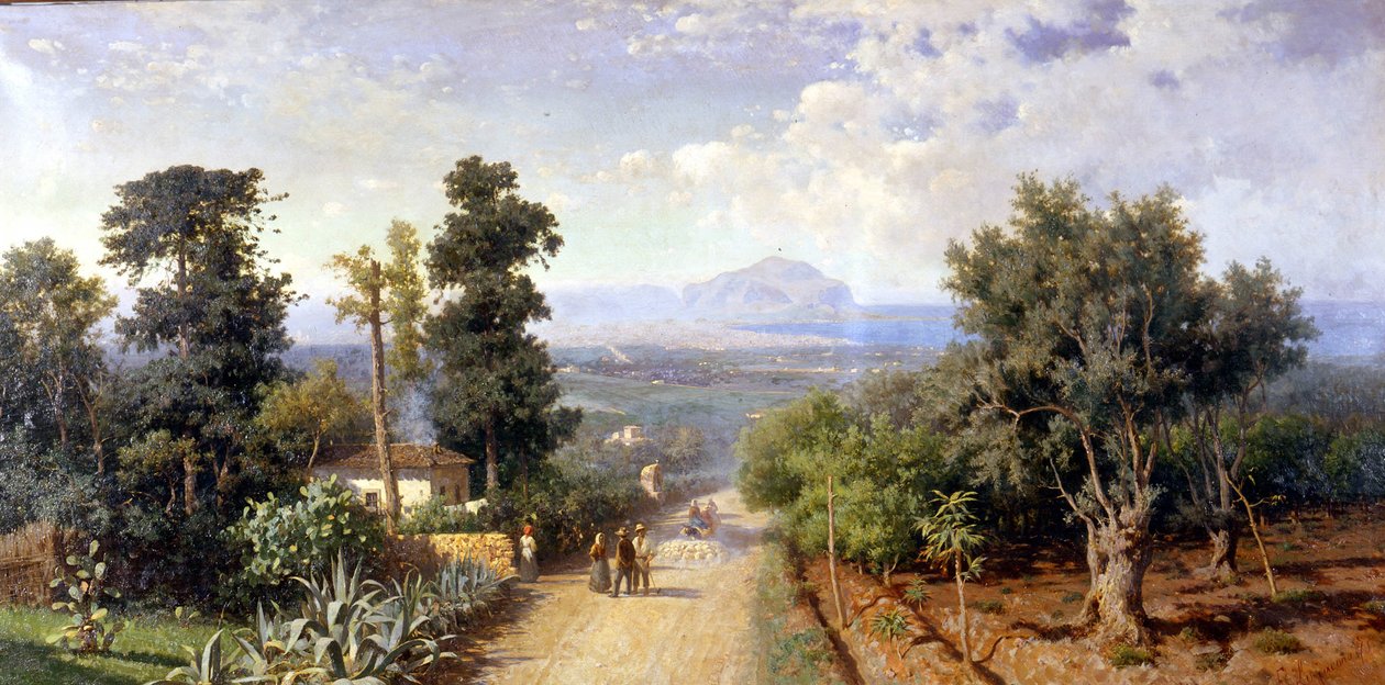 Palermon ympäristö. Francesco Lojaconon (1841 - 1915) maalaus tekijältä Francesco Lojacono