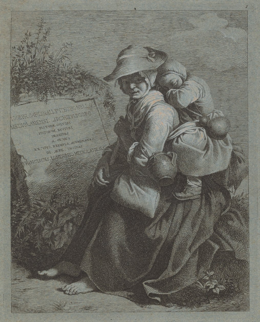 Istuva talonpoikanainen nukkuvan lapsen kanssa, 17581759. tekijältä Francesco Londonio