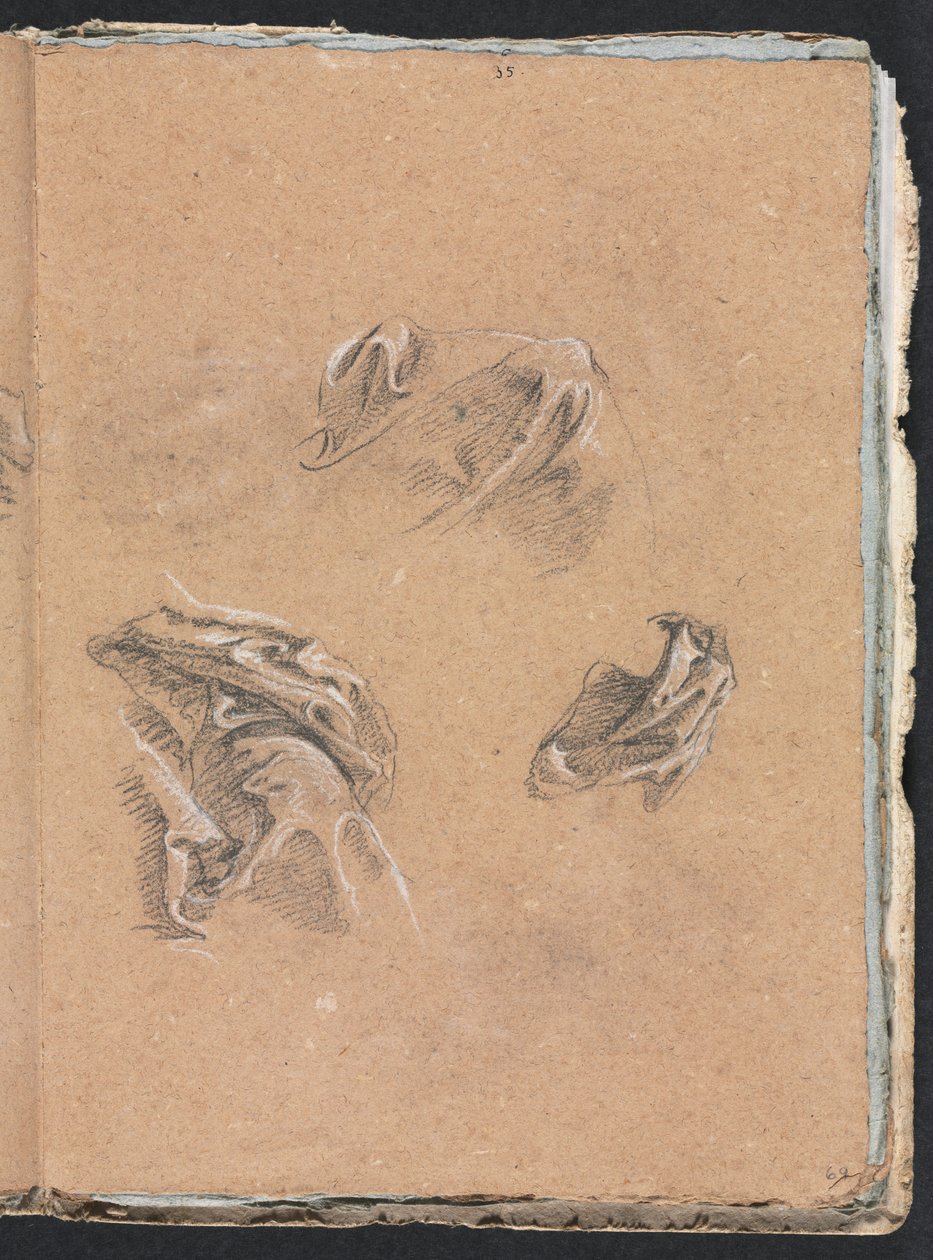 Verona Sketchbook: Drapery studies sivu 69, 1760. tekijältä Francesco Lorenzi