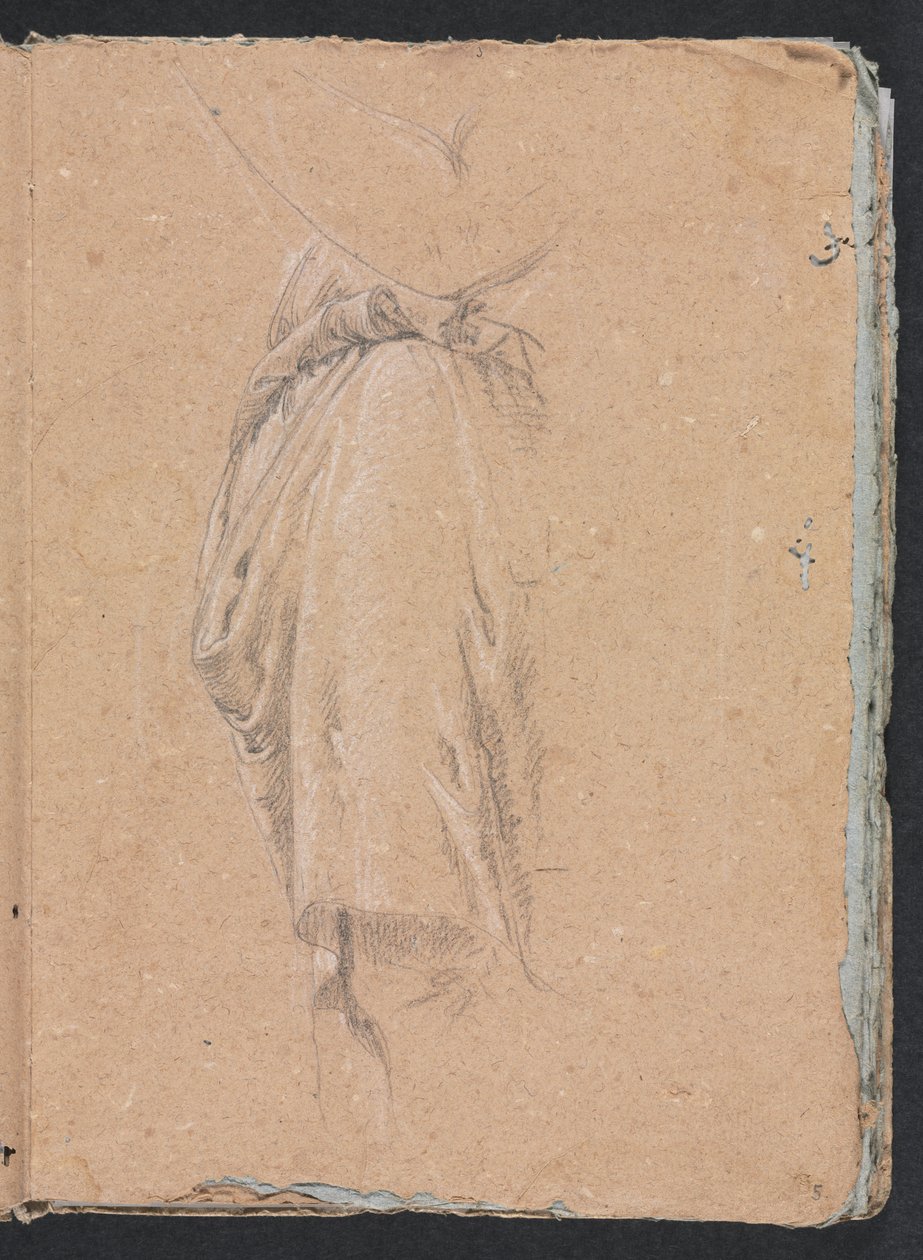 Verona Sketchbook: Drapery work with kyynärpää sivu 5, 1760. tekijältä Francesco Lorenzi
