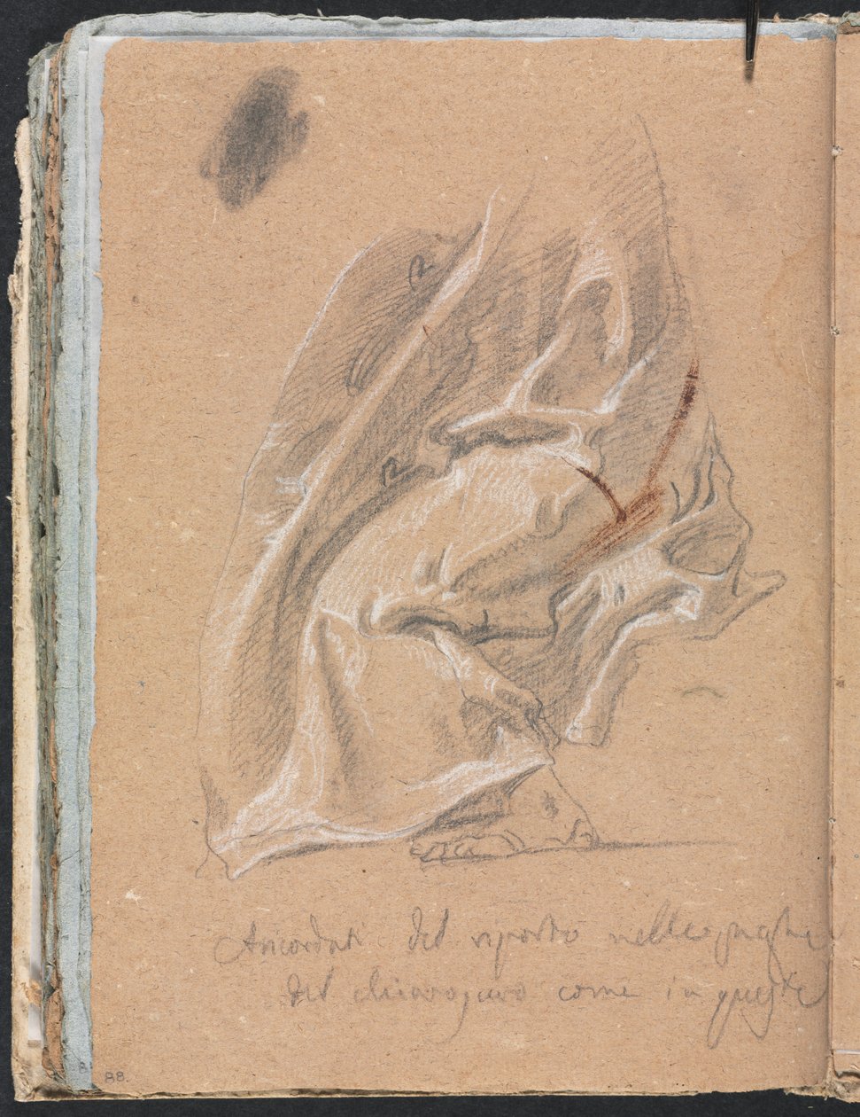 Verona Sketchbook: Verhotyö, jossa jalka ja kirjoitus (sivu 88) tekijältä Francesco Lorenzi