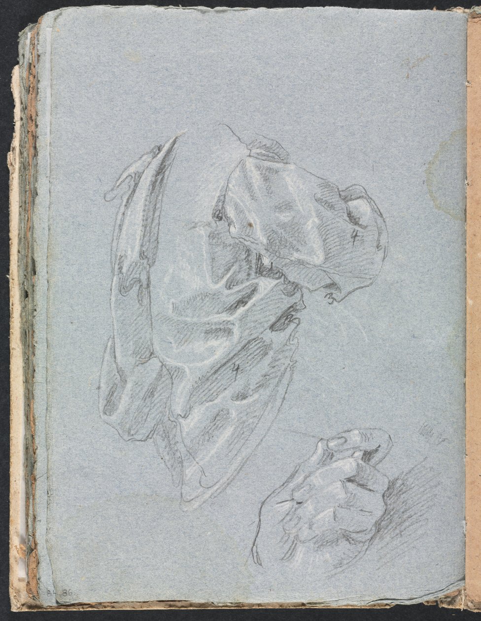 Verona Sketchbook: Verhotyöskentely vasemmalla sivulla 86, 1760. tekijältä Francesco Lorenzi