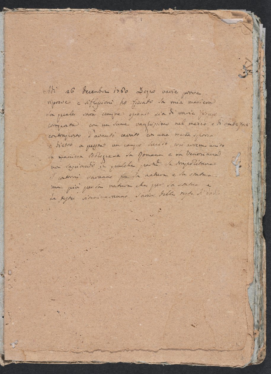 Verona Sketchbook: Kirjoitussivu 1, 1760. tekijältä Francesco Lorenzi