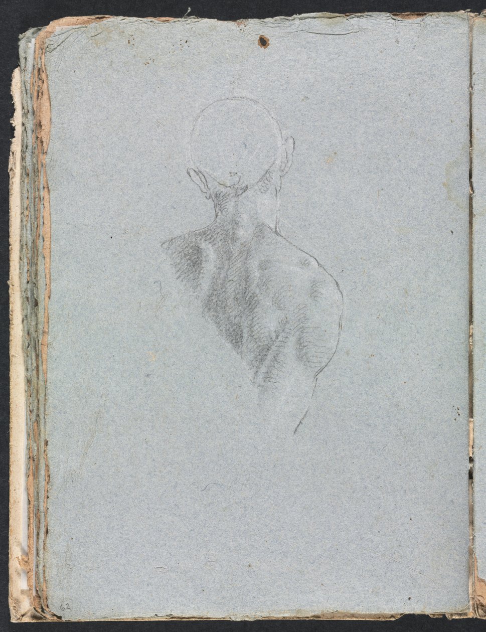 Verona Sketchbook: Miesten alaston pää ja hartiat takaapäin sivu 62, 1760. tekijältä Francesco Lorenzi