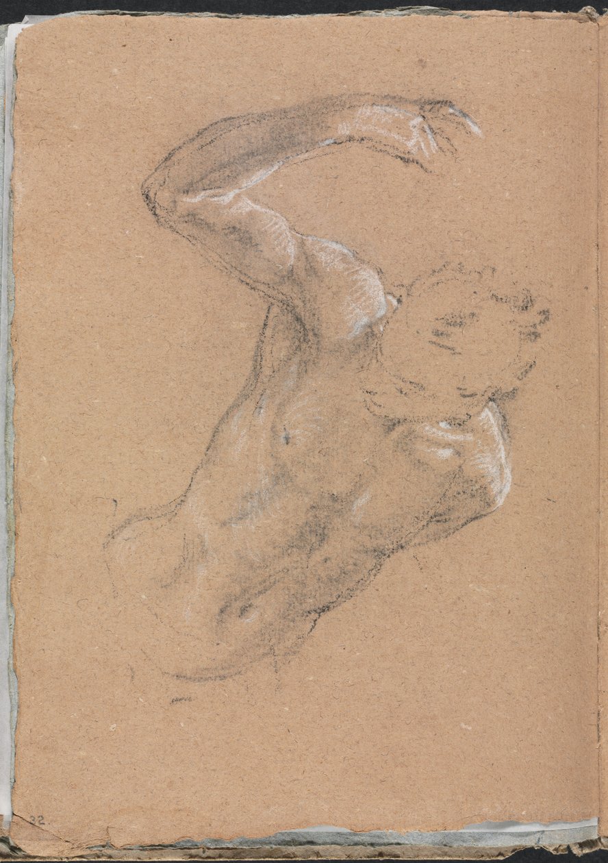 Verona Sketchbook: Miesten alaston oikea käsivarsi, sivu 32, 1760. tekijältä Francesco Lorenzi