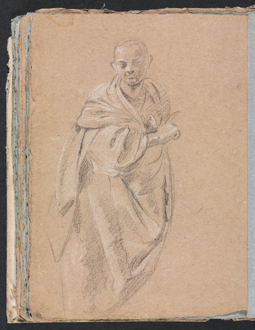 Verona Sketchbook: Seisova munkki sivu 52, 1760. tekijältä Francesco Lorenzi