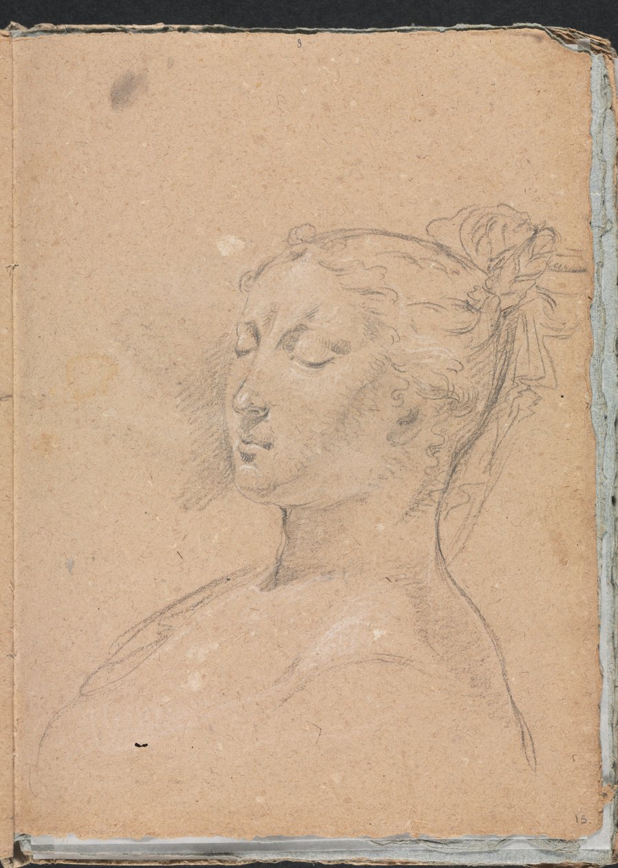 Verona Sketchbook: Nainen silmät kiinni sivu 15, 1760. tekijältä Francesco Lorenzi