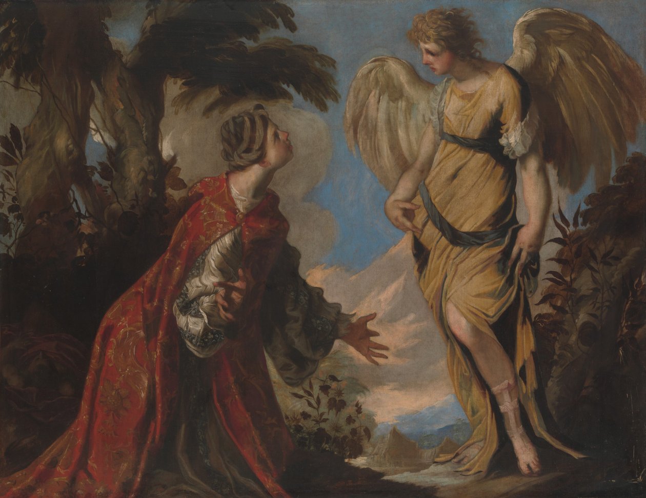 Hagar ja enkeli, n. 1657. tekijältä Francesco Maffei