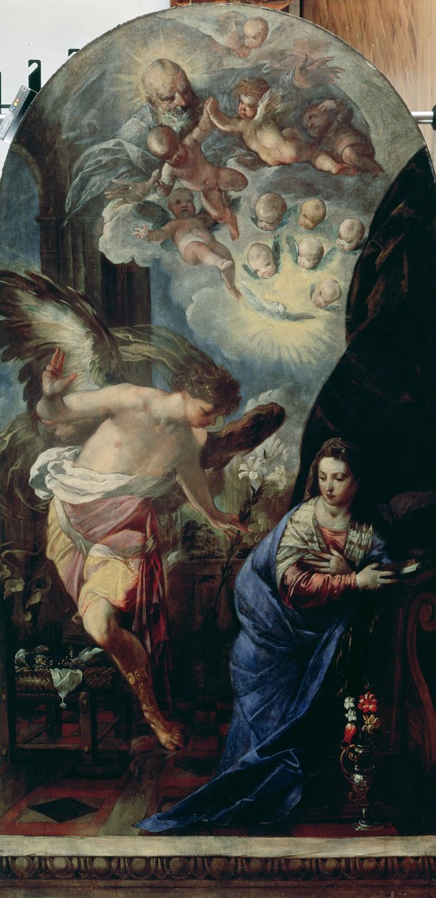 Marian ilmestys, noin 1657-60 (öljy kankaalle). tekijältä Francesco Maffei