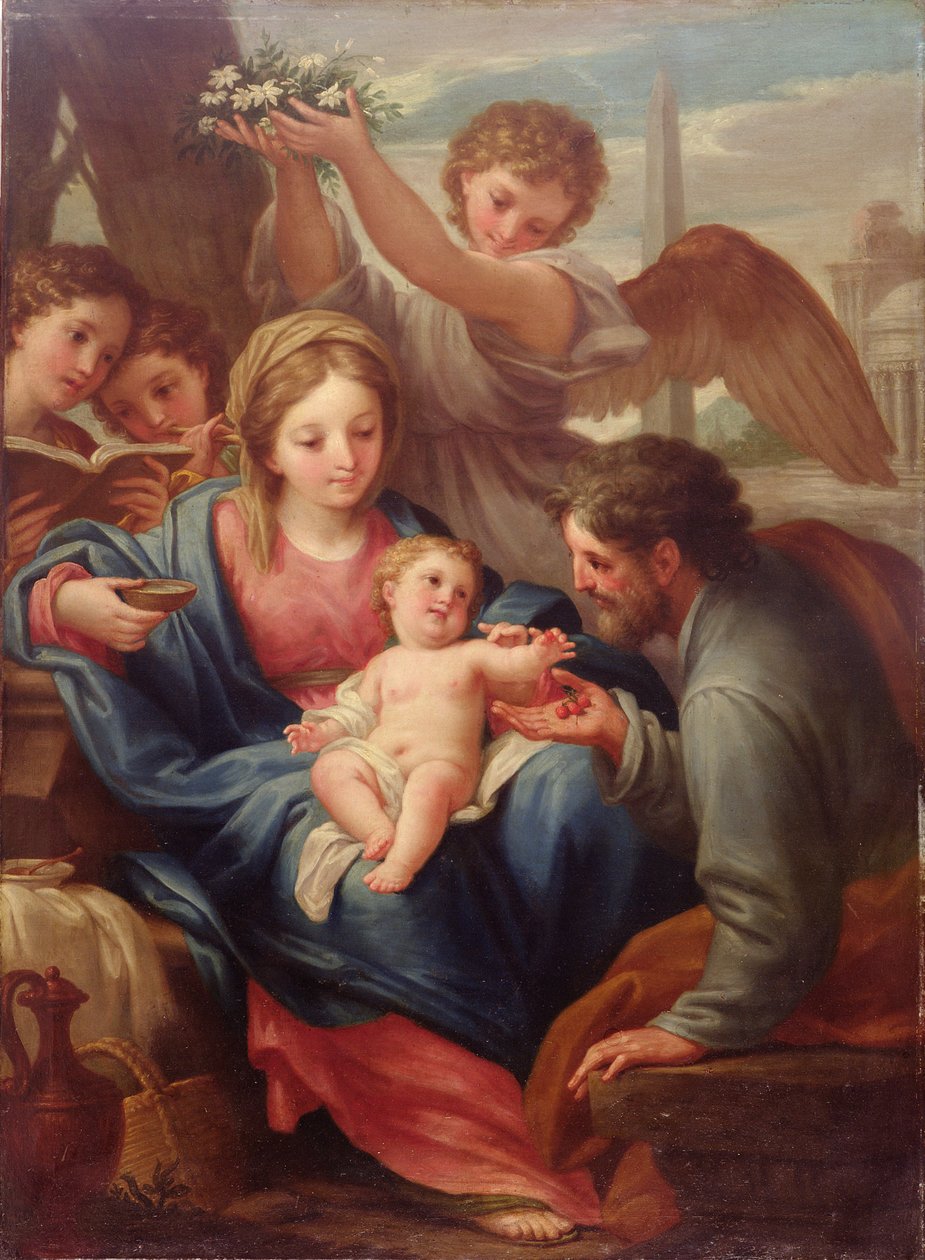 Madonna ja lapsi pyhän Joosefin kanssa tai Lepo pakomatkalla Egyptiin (öljy kankaalle) (Oulu kankaalle) tekijältä Francesco Mancini