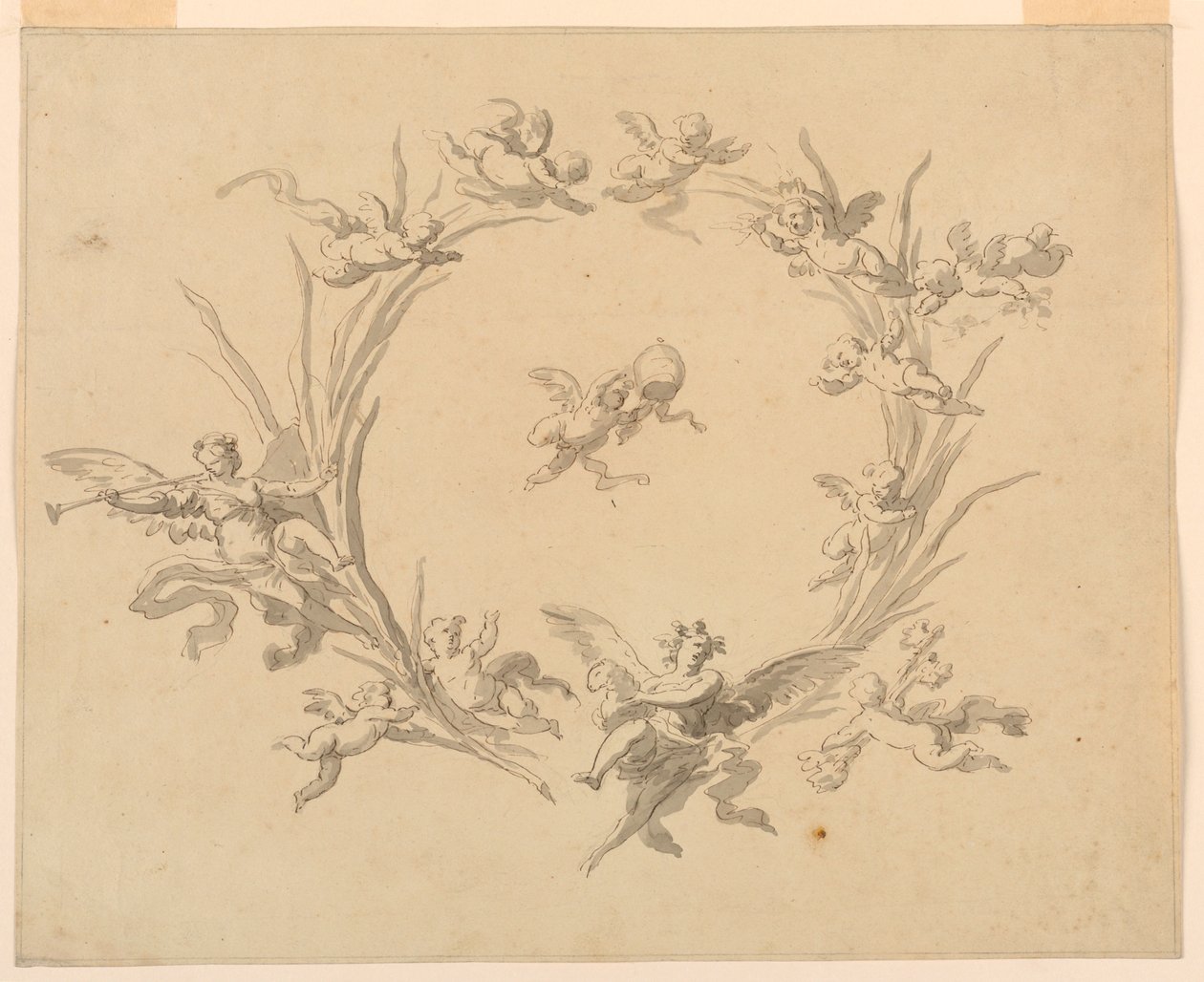 Piirustus, freskokoristelun luonnos, Quirinalin palatsi, Rooma, 1815-16. tekijältä Francesco Manno