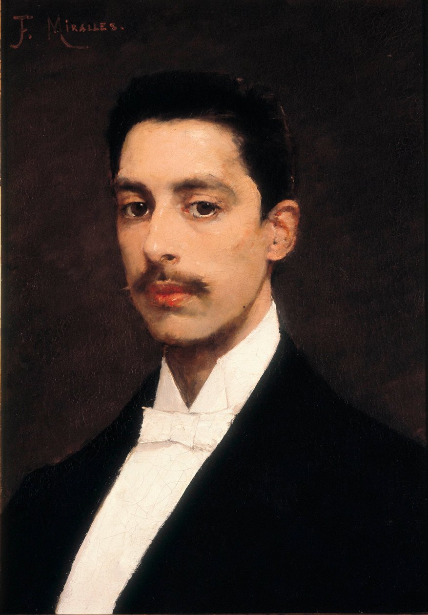 Muotokuva Enrique Granadosista (1867-1916), espanjalainen pianisti ja säveltäjä, 1800-luvun loppu (maalaus) tekijältä Francesco Miralles Galaup