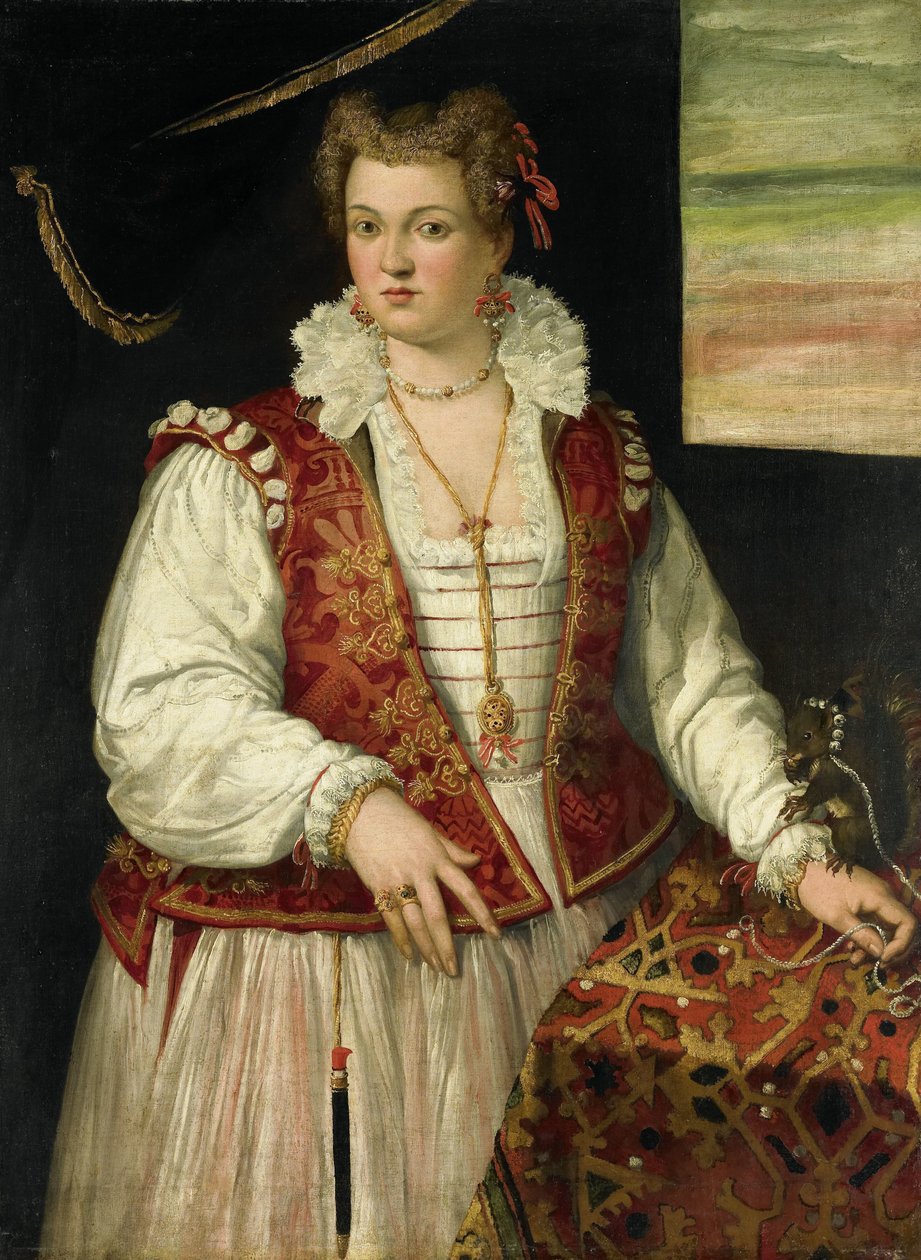 Naisen muotokuva oravan kanssa tekijältä Francesco Montemezzano (attributed to)