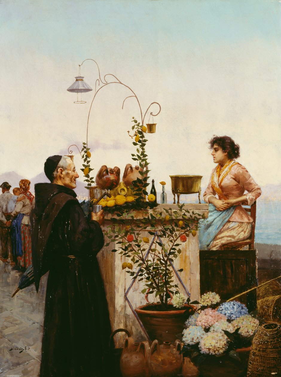 Juomamyyjä, Francesco Paolo Diodati (1864-1940), öljy kankaalle, 68x51 cm tekijältä Francesco Paolo Diodati