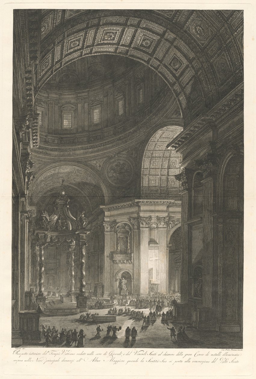 Pyhän Pietarin sisustus, Pyhän Pietarin ristin valaistus tekijältä Francesco Piranesi